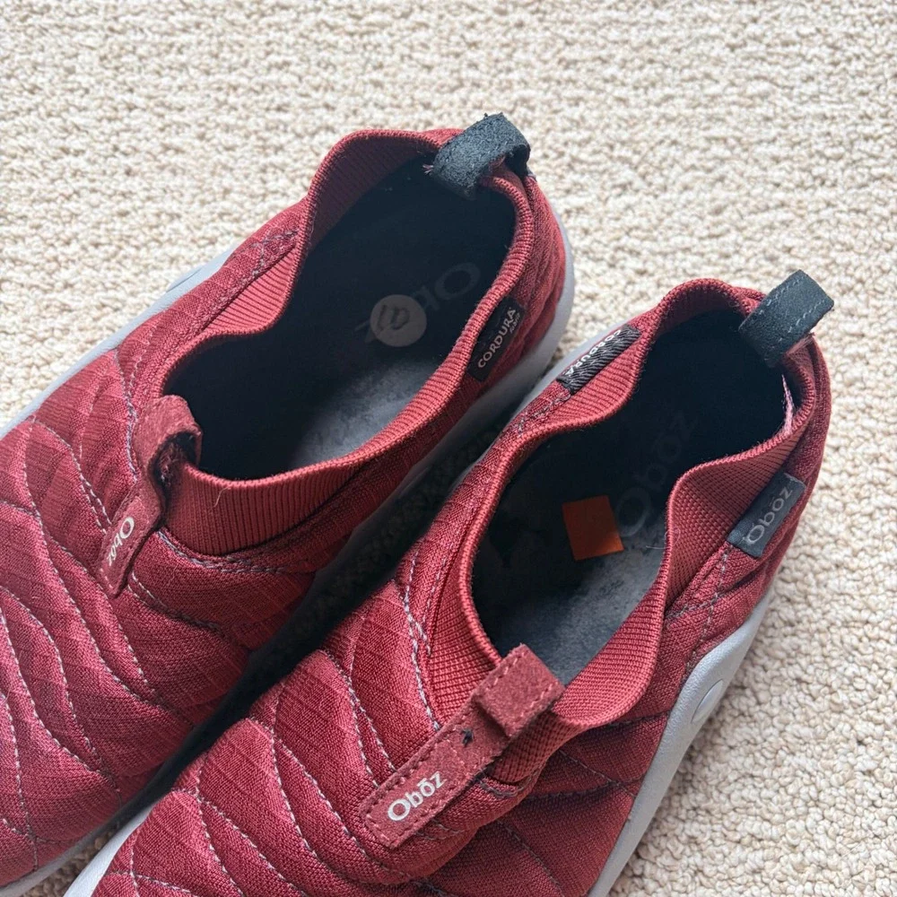 Oboz Whakatapu Mens 10 Burgundy Quilted Cordura Slip On Hiking Recovery Shoes